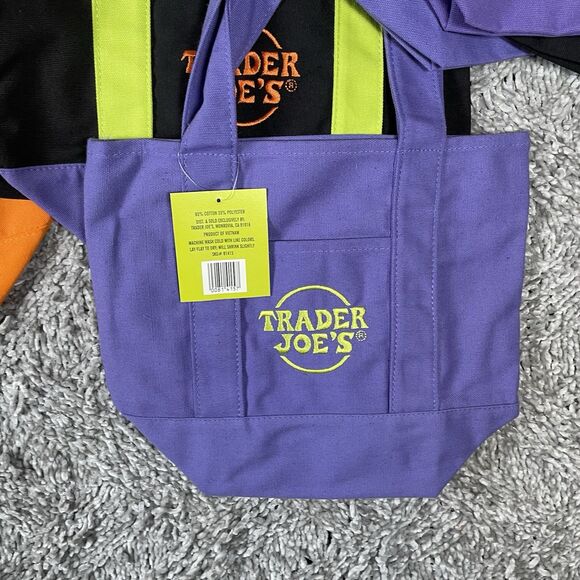 Trader Joe's Trick Or Treat 10 Mini Canvas Tote Bags Halloween Limited Edition - Picture 3 of 5